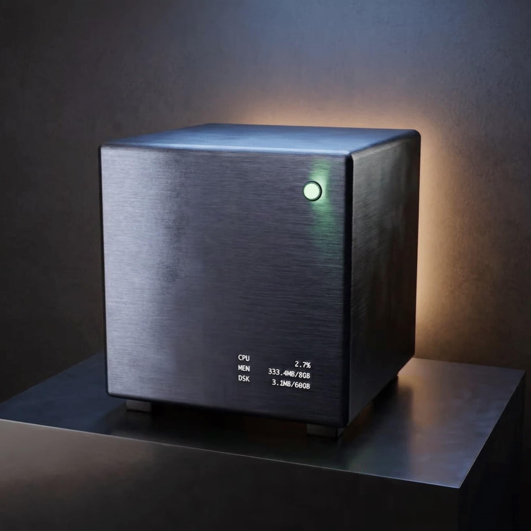 Droid Computer, a small cube-shaped desktop machine for running agents locally