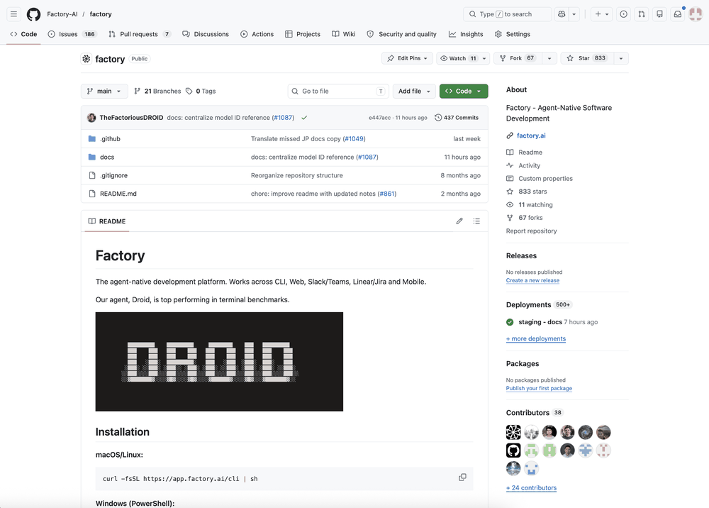 Navigating a Factory-generated GitHub wiki